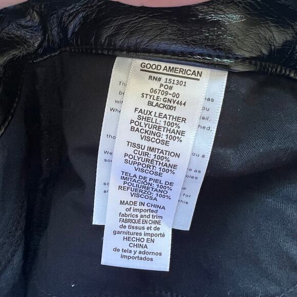 Good American Black Vinyl Faux Leather Boot Cut High Rise Pants Size 4/27 - Picture 5 of 7